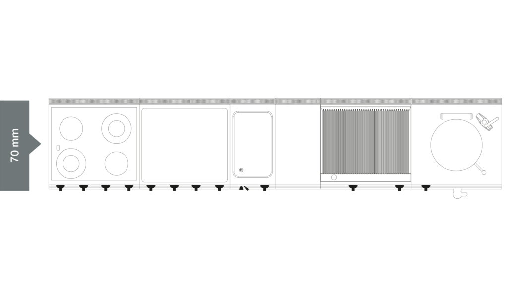 Moduli della cucina Tecno70 in linea