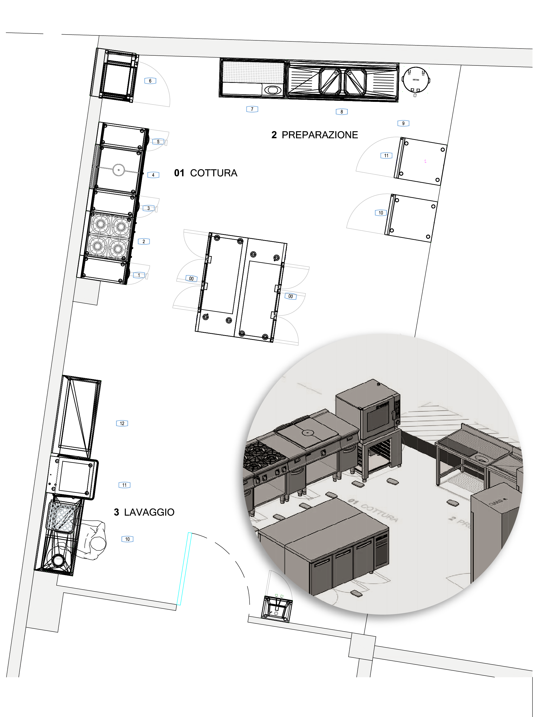 mappa per una progettazione di una cucina tecnoinox