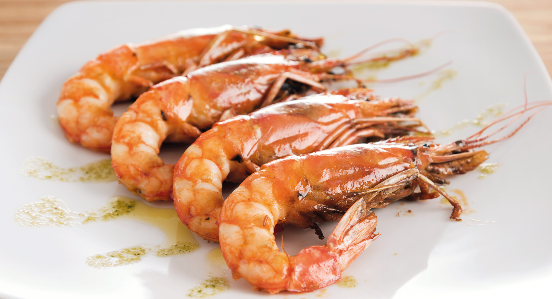 gamberoni cotti impiattati