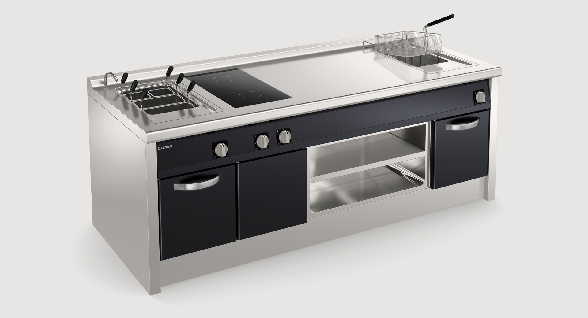 piano unico domino con dettagli neri